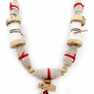● Bohó textilnyaklánc, vidám bojttal●