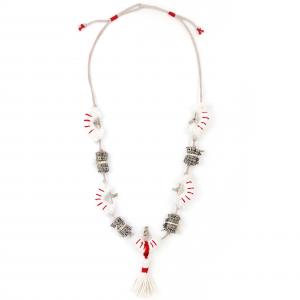 ● Bohó textilnyaklánc, vidám textilgyöngyökkel●