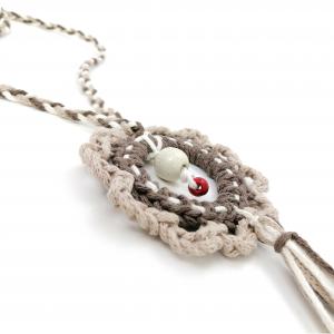 ● Horgolt boho textilnyaklánc virágmedállal●