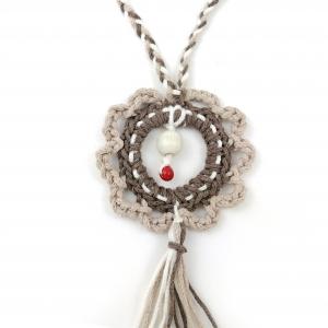 ● Horgolt boho textilnyaklánc virágmedállal●