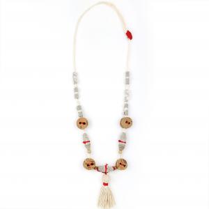 ● Rusztikus nyaklánc textilgyöngyökkel, bojttal●