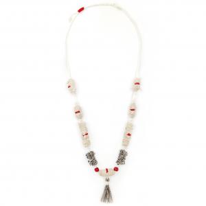 ● Textilnyaklánc varrott textilgyöngyökkel és kis bojttal●