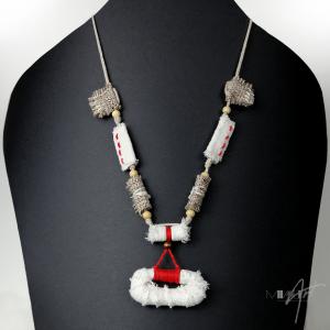 ● Rusztikus textilnyaklánc, medállal●